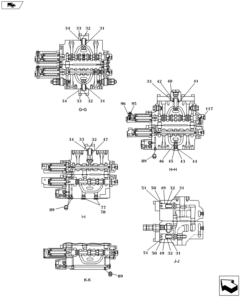 Схема запчастей Case CX235C SR - (35.359.04[05]) - CONTROL VALVE (35) - HYDRAULIC SYSTEMS