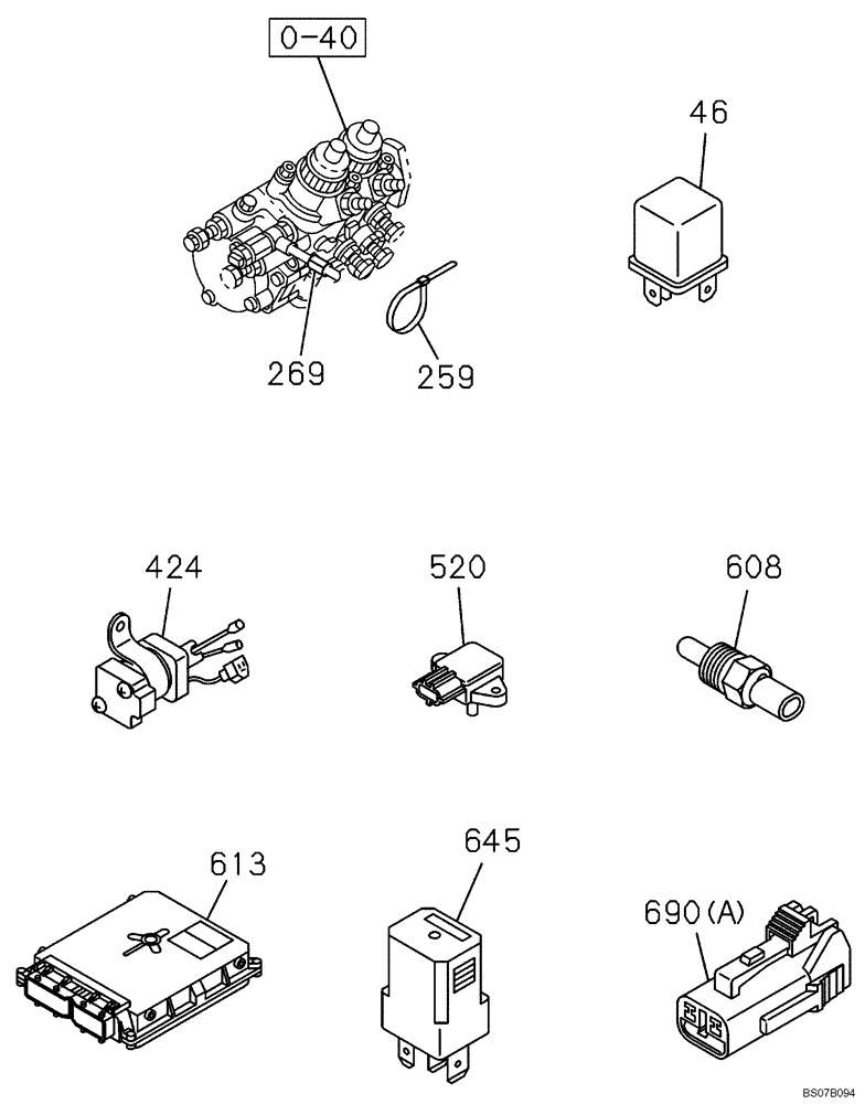 Схема запчастей Case CX460 - (04-03) - ELECTRICAL ACCESSORIES - ENGINE (04) - ELECTRICAL SYSTEMS