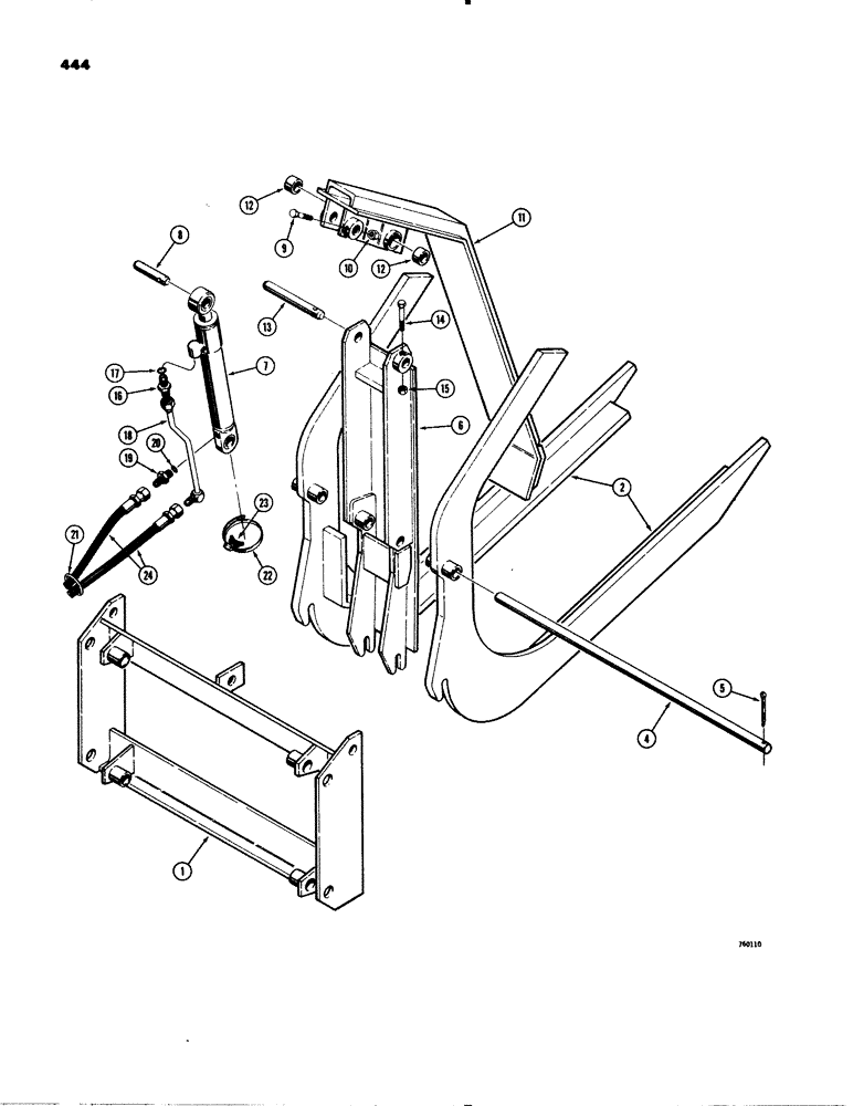 Схема запчастей Case 580C - (444) - GRAPPLE ATTACHMENT, USED WITH LOGGING OR PALLET FORKS (09) - CHASSIS/ATTACHMENTS