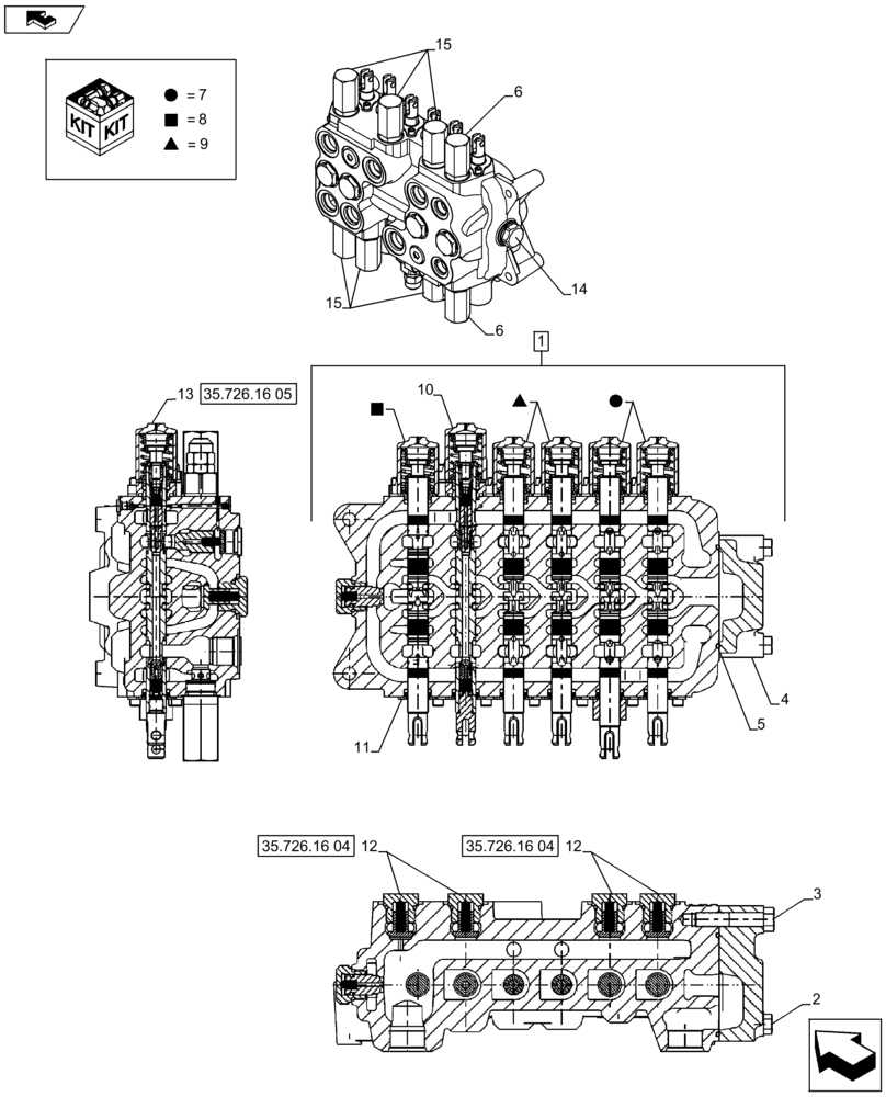 Схема запчастей Case 580SN WT - (35.726.1602[01]) - BACKHOE CONTROL VALVE, 6-SPOOL, COMPONENTS, W/ STANDARD DIPPER, W/ FOOT SWING CONTROLS - C7373 (35) - HYDRAULIC SYSTEMS