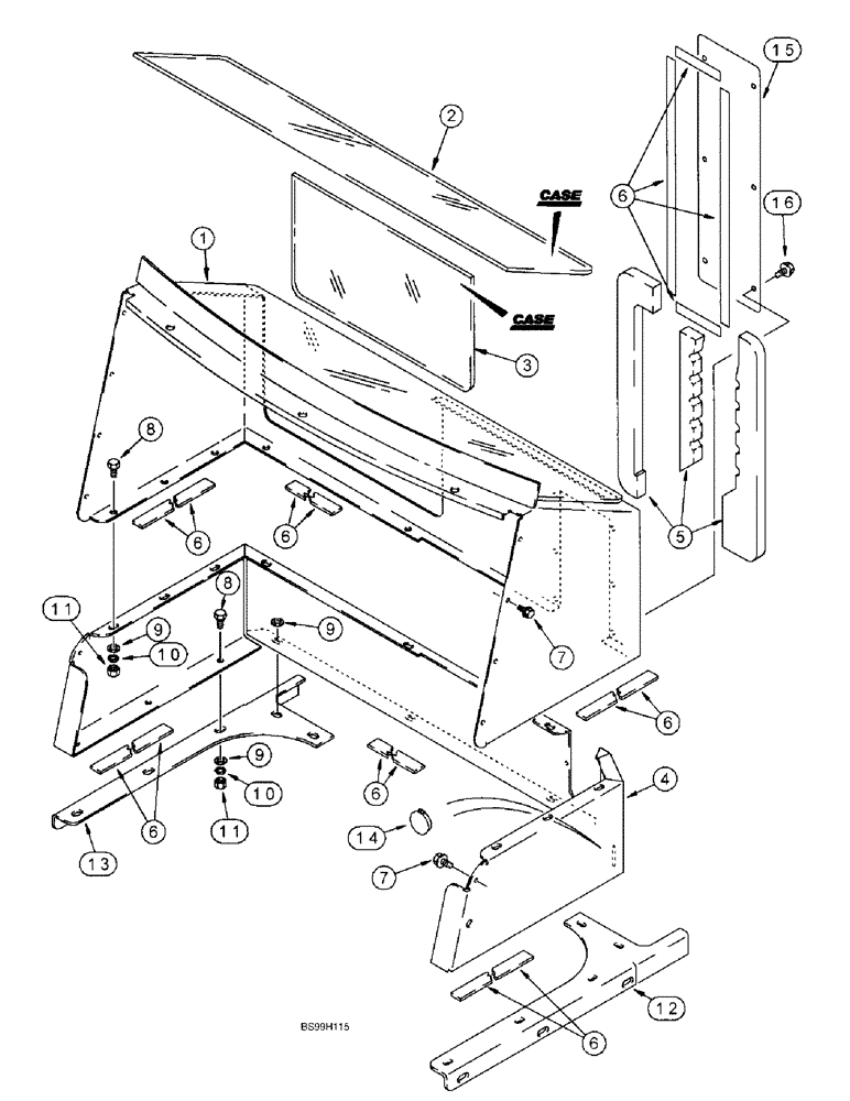 Схема запчастей Case 570LXT - (9-074) - REAR CLOSURE PANELS AND FENDER SUPPORTS 570LXT MODELS (09) - CHASSIS/ATTACHMENTS