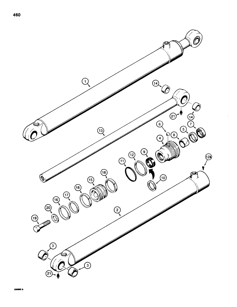 Схема запчастей Case 580E - (460) - G105756 LOADER LIFT CYLINDER (08) - HYDRAULICS