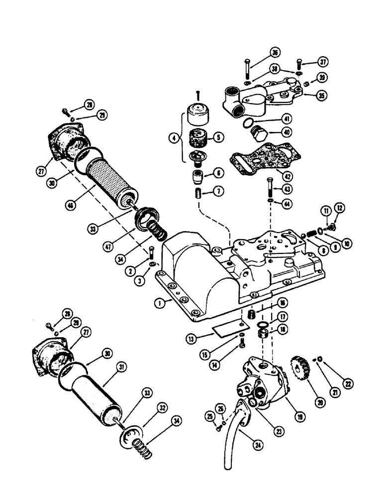 Схема запчастей Case 530CK - (128) - HYDRAULIC PUMP AND ADAPTER STANDARD DRIVE (35) - HYDRAULIC SYSTEMS