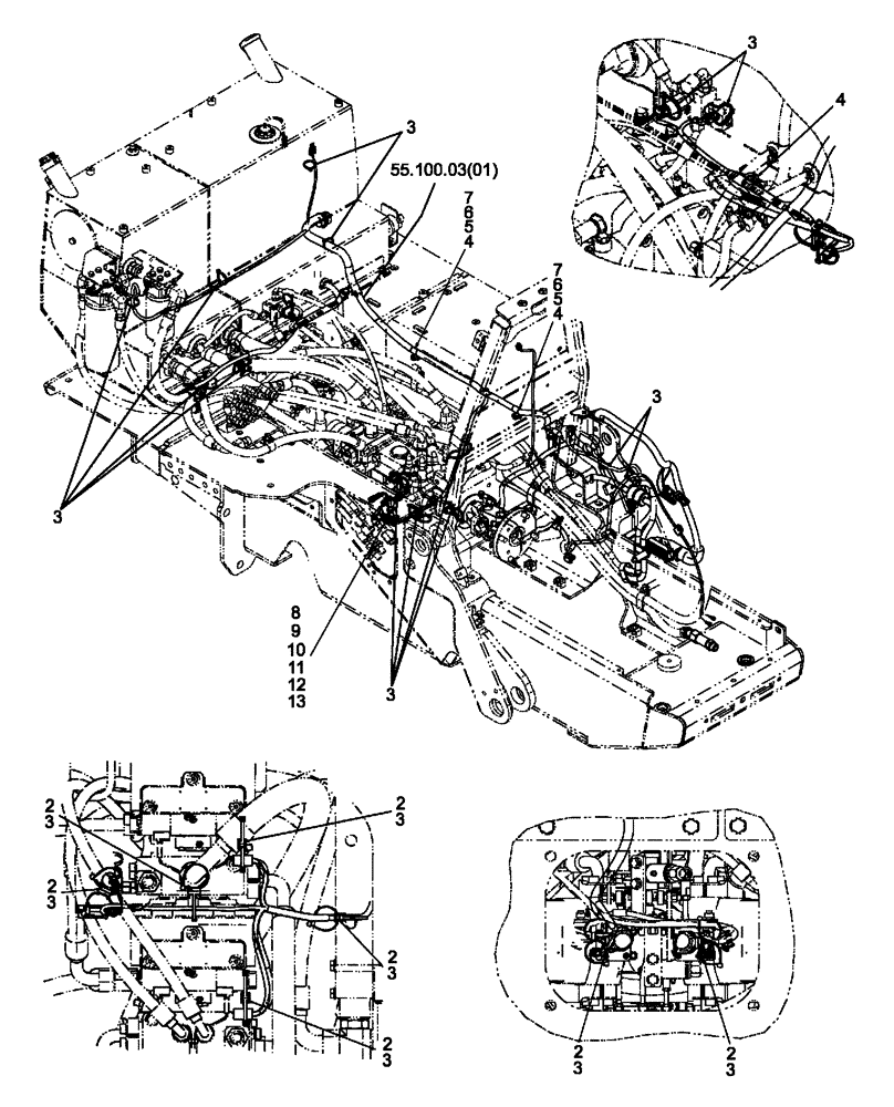 Схема запчастей Case 650L - (55.100.03[03]) - HARNESS, ELECTRICAL ENGINE - INSTALLATION (55) - ELECTRICAL SYSTEMS