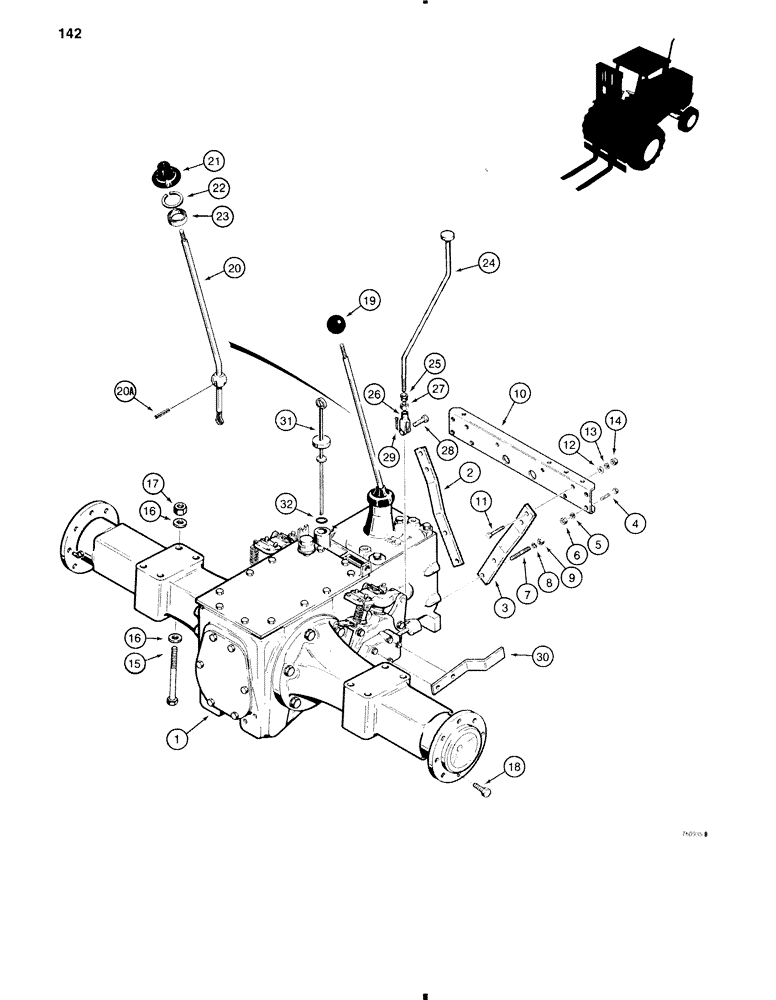 Схема запчастей Case 585C - (142) - TRANSAXLE AND DIFFERENTIAL LOCK (27) - REAR AXLE SYSTEM