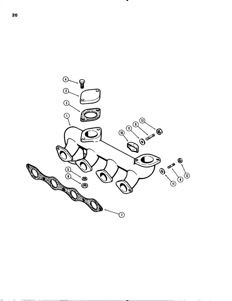 Схема запчастей Case 580C - (020) - EXHAUST MANIFOLD, 207 DIESEL ENGINE (02) - ENGINE