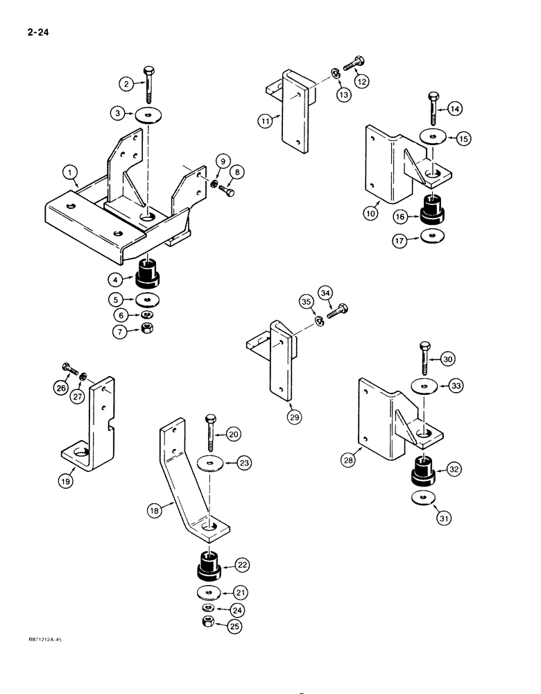 Схема запчастей Case 1825 - (2-24) - ENGINE MOUNTING (02) - ENGINE