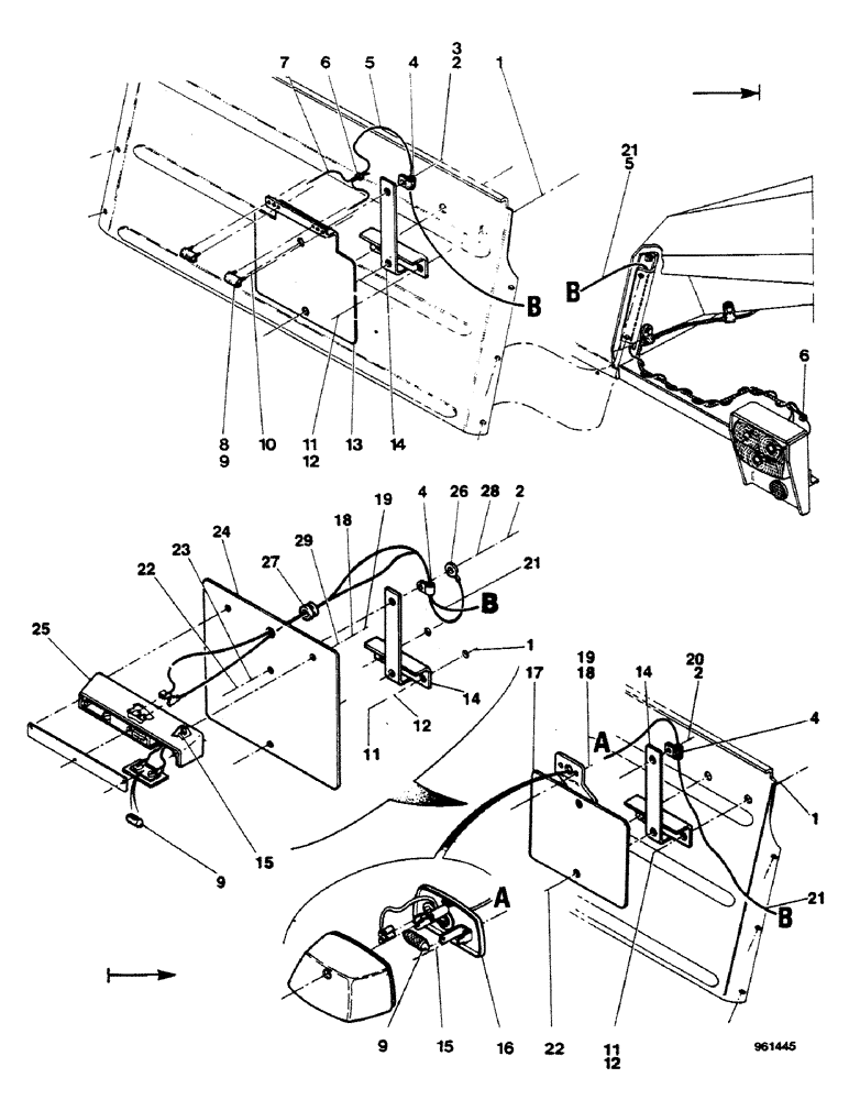 Схема запчастей Case 580G - (506) - REAR NUMBER PLATE - LOADER ONLY WITH A CAB (09) - CHASSIS/ATTACHMENTS