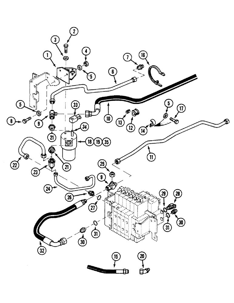 Схема запчастей Case 580SK - (8-036) - BASIC HYDRAULIC LOWER, PRESTIGE VERSION, UP TO S/N JJH0016873 (08) - HYDRAULICS