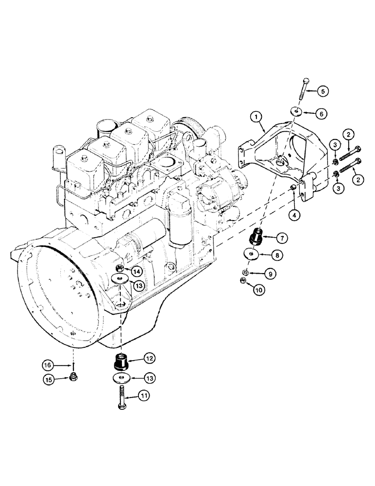 Схема запчастей Case 580SK - (2-22) - ENGINE MOUNTING (02) - ENGINE