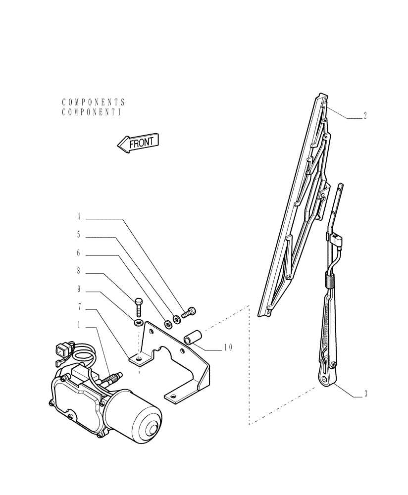 Схема запчастей Case 1850K - (9.653[13]) - ROPS CAB - REAR WINDSHIELD WIPER - OPTIONAL CODE 784110271 (19) - OPTIONS