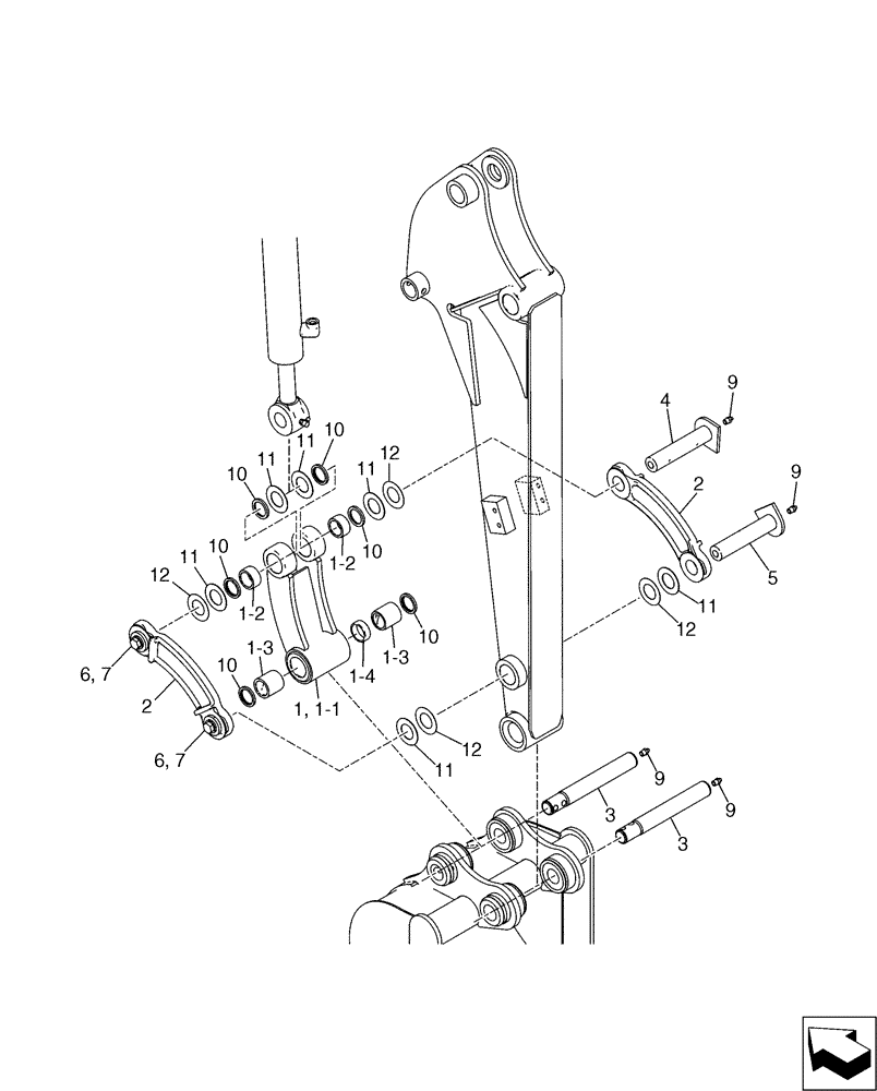 Схема запчастей Case CX17B - (03-015) - ARM GROUP (84) - BOOMS, DIPPERS & BUCKETS