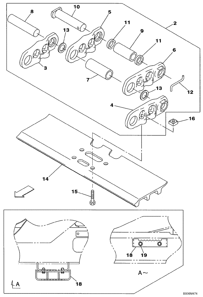 Схема запчастей Case CX250C - (05-010[00]) - TRACK CHAINS, 800 MM (31-1/2 IN) (11) - TRACKS/STEERING