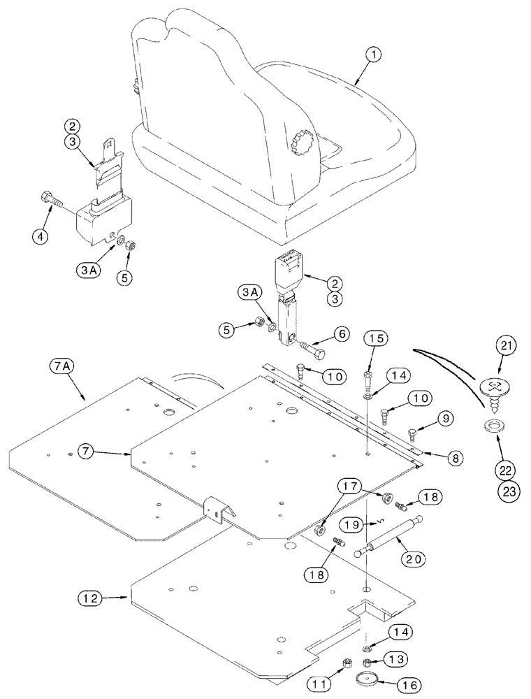 Схема запчастей Case 95XT - (09-32) - SEAT MOUNTING, SUSPENSION (09) - CHASSIS/ATTACHMENTS