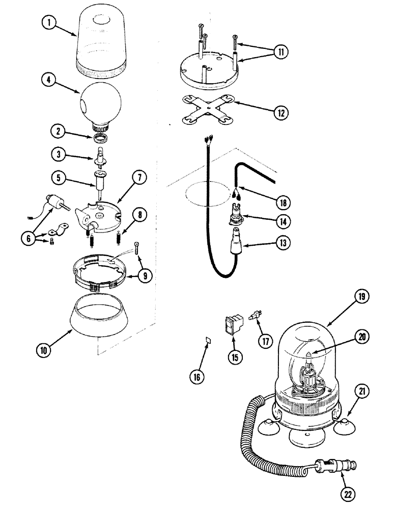 Схема запчастей Case 580SK - (4-50) - ROTATING BEACON (04) - ELECTRICAL SYSTEMS