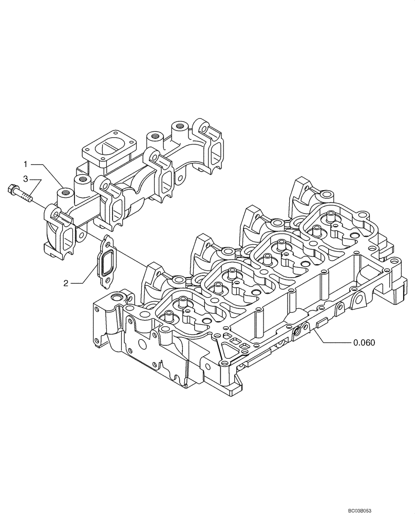 Схема запчастей Case 521D - (0.077[01]) - MANIFOLD - EXHAUST (02) - ENGINE