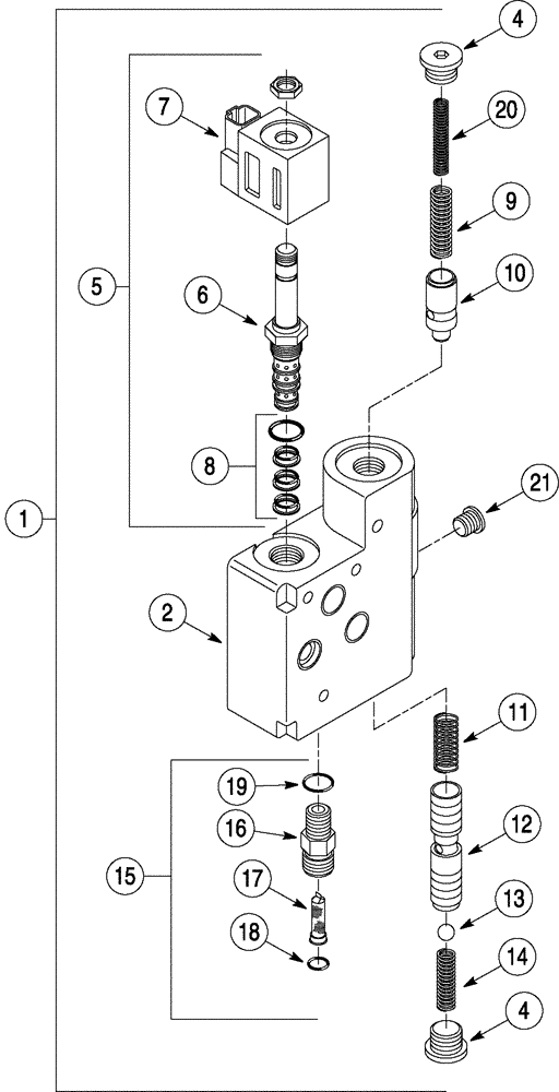 Схема запчастей Case 960 - (06-13) - TRANSMISSION VALVE, SHIFT (06) - POWER TRAIN