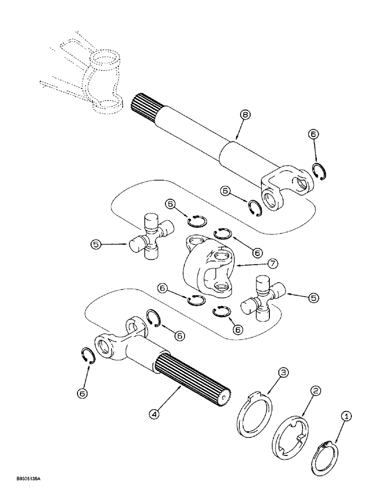 Схема запчастей Case 560 - (6-46) - FRONT AND REAR AXLE ASSEMBLIES, AXLE SHAFTS (06) - POWER TRAIN