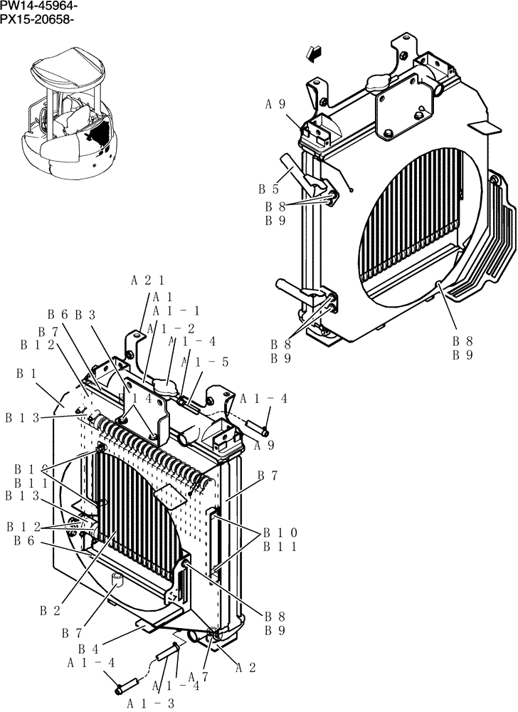 Схема запчастей Case CX36B - (708-01[1]) - RADIATOR ASSY (COOLER) (05) - SUPERSTRUCTURE