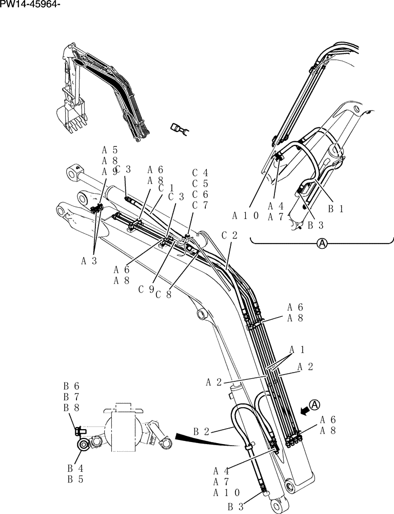 Схема запчастей Case CX31B - (500-01[1Z82]) - HYDRAULIC ASSEMBLY, BOOM STD 2.3M (58) - ATTACHMENTS/HEADERS