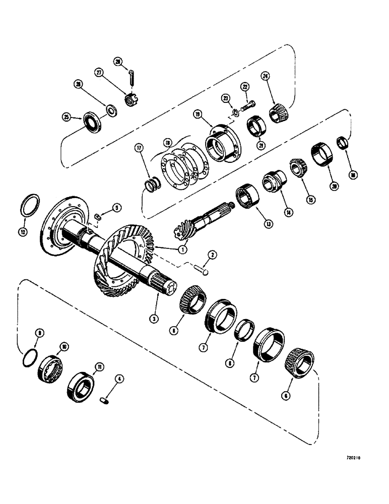 Схема запчастей Case 400C - (219A) - RING GEAR, PINION AND SHAFT, USED WINCH SERIAL NUMBER 19-9000 AND AFTER (88) - ACCESSORIES