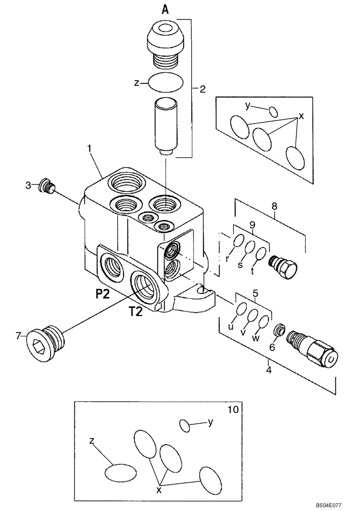 Схема запчастей Case 590SM - (08-43A) - VALVE SECTION - INLET (WITH PILOT CONTROLS) (08) - HYDRAULICS