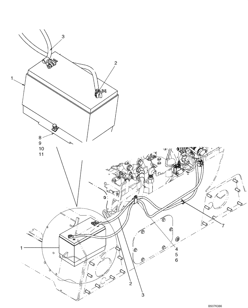 Схема запчастей Case 450CT - (04-04) - BATTERY - CABLES (04) - ELECTRICAL SYSTEMS