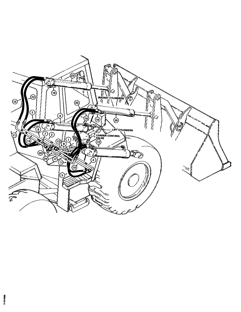 Схема запчастей Case W14C - (1-16) - PICTORIAL INDEX, LOADER LIFT AND DUMP HYDRAULIC CIRCUITS (00) - PICTORIAL INDEX