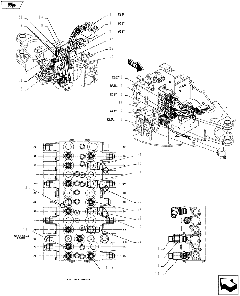 Схема запчастей Case CX55BMSR - (01-024[02]) - HYD LINES, UPPER (35) - HYDRAULIC SYSTEMS