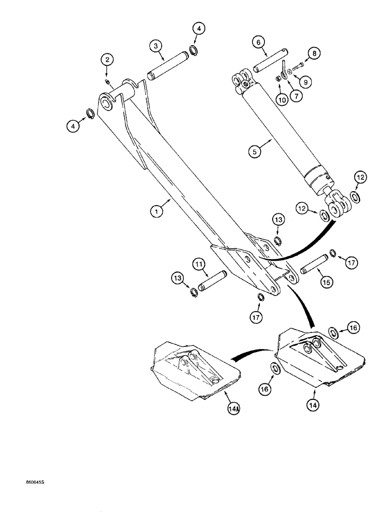 Схема запчастей Case 760 - (09-032) - BACKHOE STABILIZERS (84) - BOOMS, DIPPERS & BUCKETS