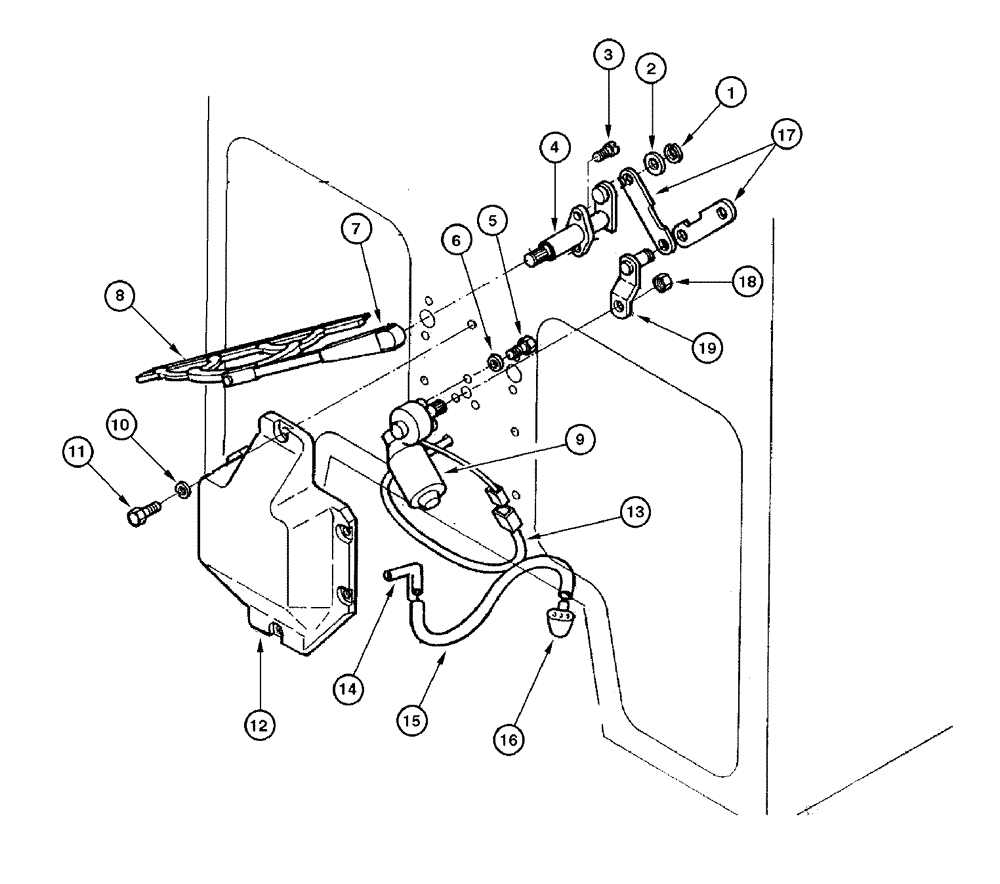 Схема запчастей Case 865 DHP - (9-100) - FRONT LOWER WINDSHIELD WIPER (09) - CHASSIS