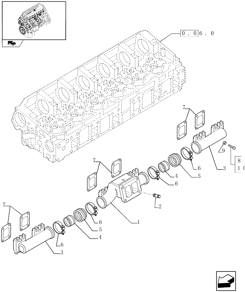 Схема запчастей Case F3BE0684N E904 - (0.07.8) - EXHAUST MANIFOLD (504041325) 