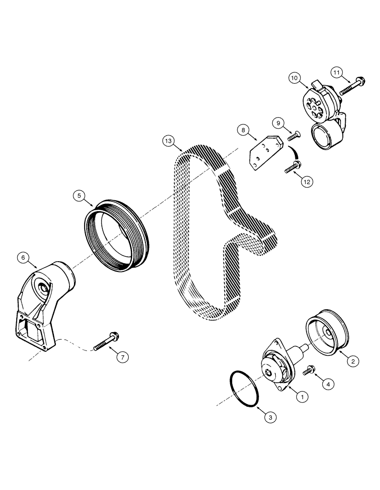 Схема запчастей Case 845 - (02-22[01]) - WATER PUMP (02) - ENGINE