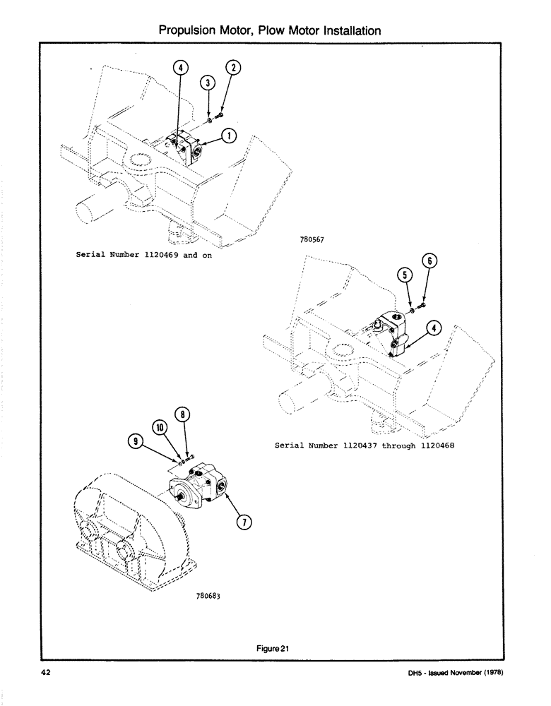 Схема запчастей Case DH5 - (042) - PROPULSION MOTOR, PLOW MOTOR INSTALLATION (35) - HYDRAULIC SYSTEMS