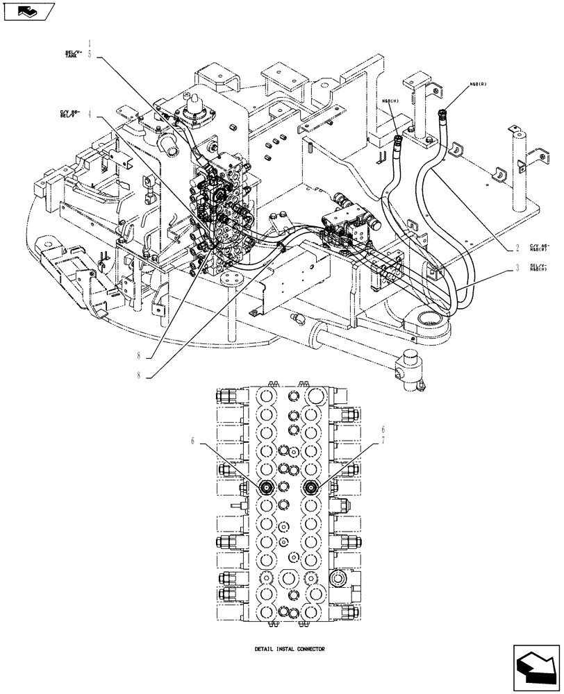 Схема запчастей Case CX55BMSR - (01-026[03]) - HYD LINES, UPPER (NIBBLER & BREAKER + ANGLE DOZER) (35) - HYDRAULIC SYSTEMS