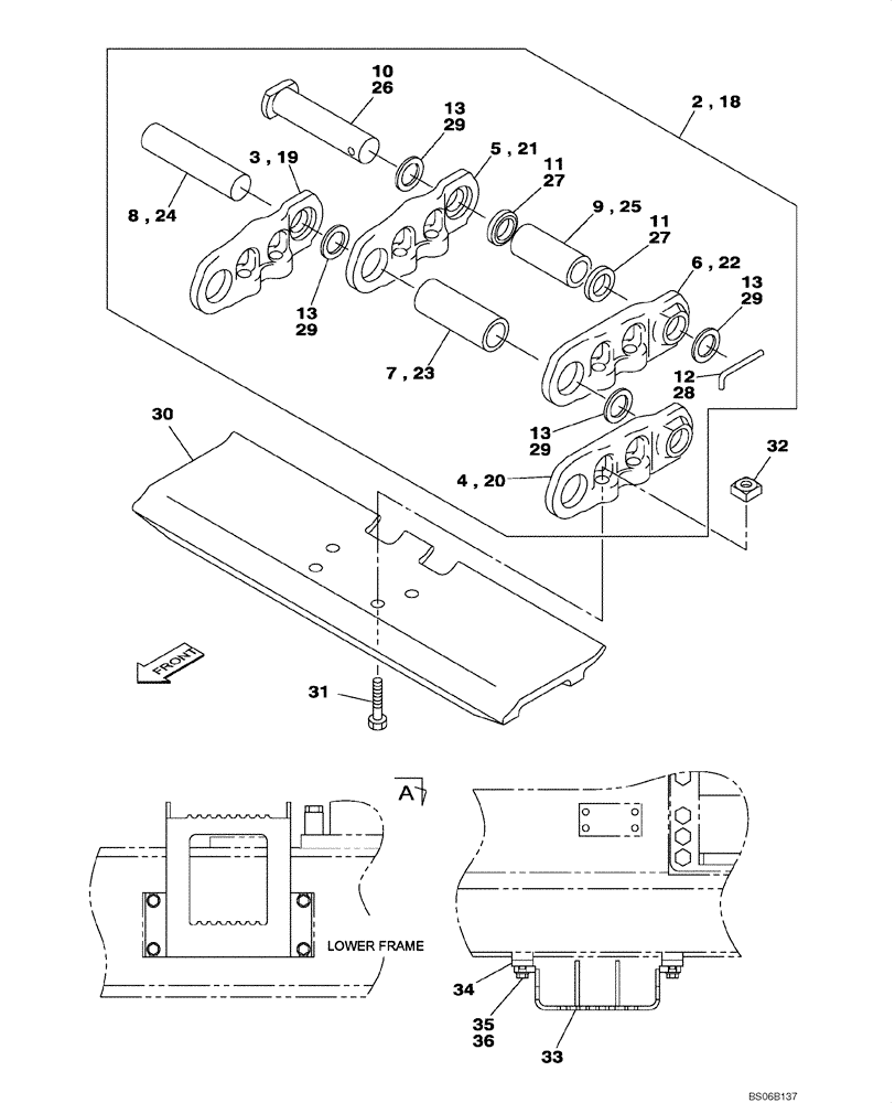 Схема запчастей Case CX700 - (05-008-00[01]) - TRACK - FOOTSTEP - 900 MM (11) - TRACKS/STEERING