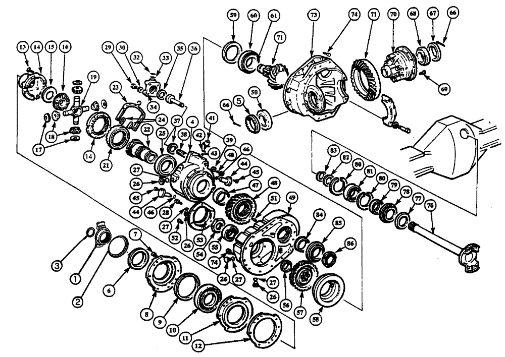 Схема запчастей Case 330 - (32A00010584[01]) - INTERMEDIATE AXLE - DIFFERENTIAL (8900129022) (11) - AXLES/WHEELS