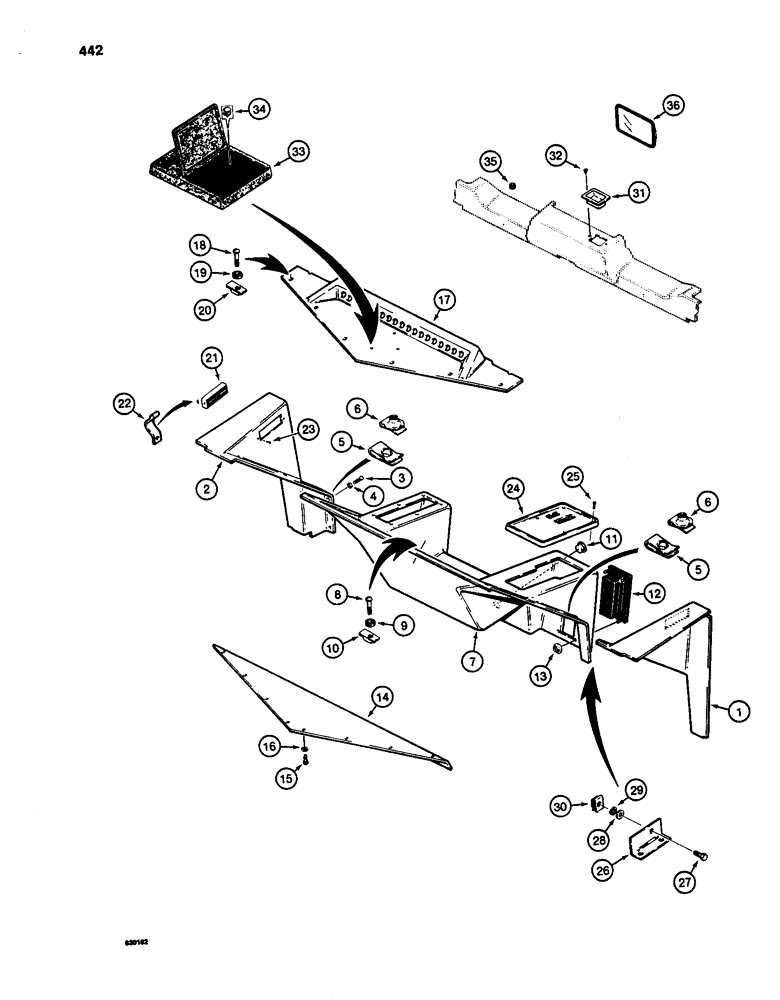 Схема запчастей Case W24C - (442) - CAB CLOSURE PARTS (09) - CHASSIS/ATTACHMENTS