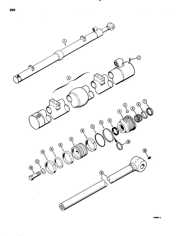 Схема запчастей Case 1150C - (290) - G101266 AND G101267 DOZER ANGLE CYLINDERS (08) - HYDRAULICS