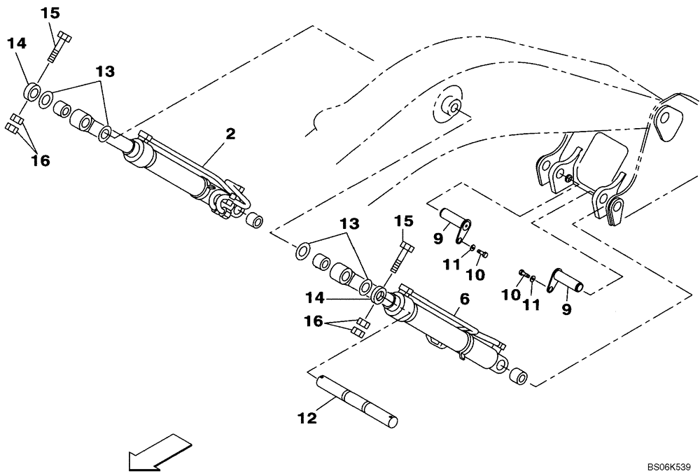 Схема запчастей Case CX210B - (09-37) - BOOM CYLINDER - MOUNTING (09) - CHASSIS/ATTACHMENTS