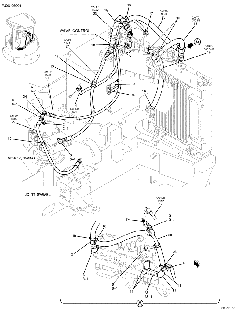 Схема запчастей Case CX50B - (01-030) - HYD LINES, RETURN (PY32H00007F1) (05) - SUPERSTRUCTURE