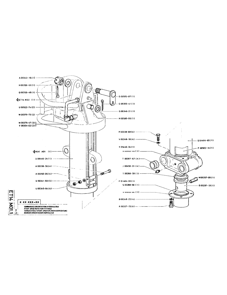 Схема запчастей Case TC45 - (128) - HYDR. GRAB ROTATION FITTINGS 