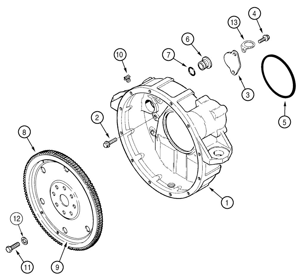 Схема запчастей Case 621D - (02-25) - FLYWHEEL AND HOUSING, 6T-590 EMISSIONS CERTIFIED ENGINE (02) - ENGINE