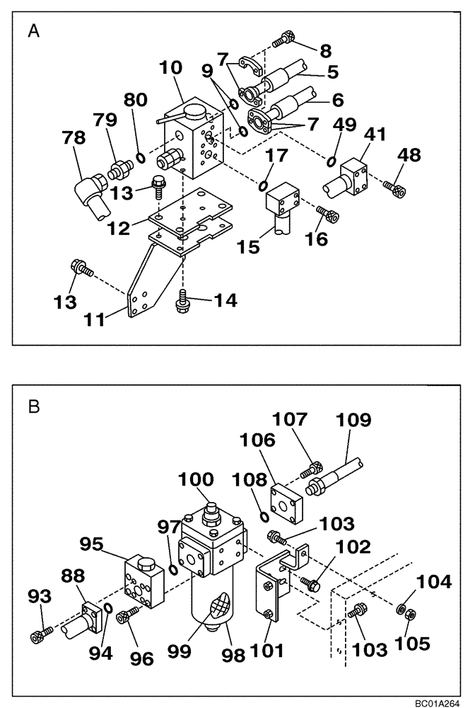 Схема запчастей Case CX210 - (08-56) - HYDRAULICS, AUXILIARY - DOUBLE ACTING CIRCUIT, PEDAL ACTIVATED (Feb 7 2011 2:45PM) (08) - HYDRAULICS