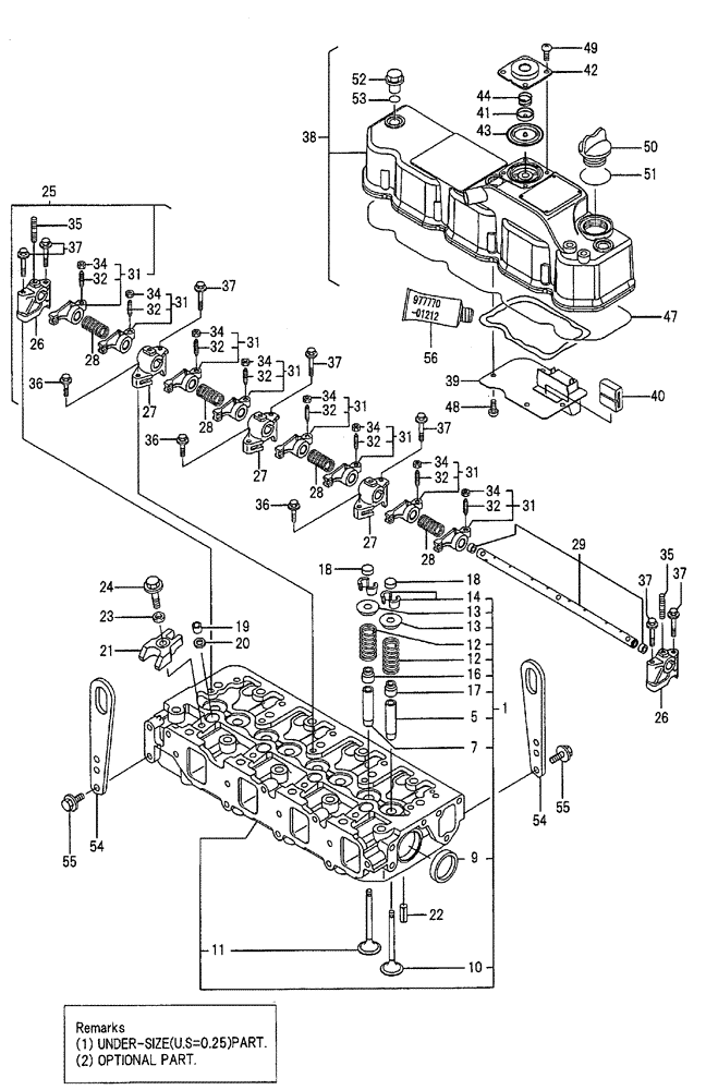 Схема запчастей Case CX50B - (09-004) - CYLINDER HEAD & BONNET ENGINE COMPONENTS