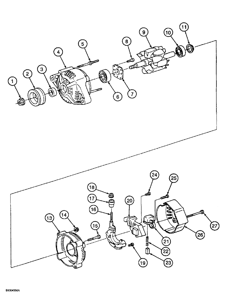 Схема запчастей Case 560 - (4-06) - ALTERNATOR ASSEMBLY - 127104A1, KUBOTA V2203 ENGINE, PRIOR TO P.I.N. JAF0295741 (04) - ELECTRICAL SYSTEMS