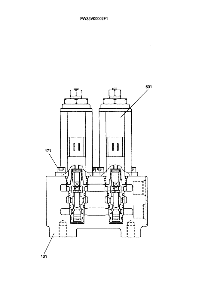 Схема запчастей Case CX36B - (HC850-17[1]) - VALVE ASSEMBLY, SOLENOID (35) - HYDRAULIC SYSTEMS