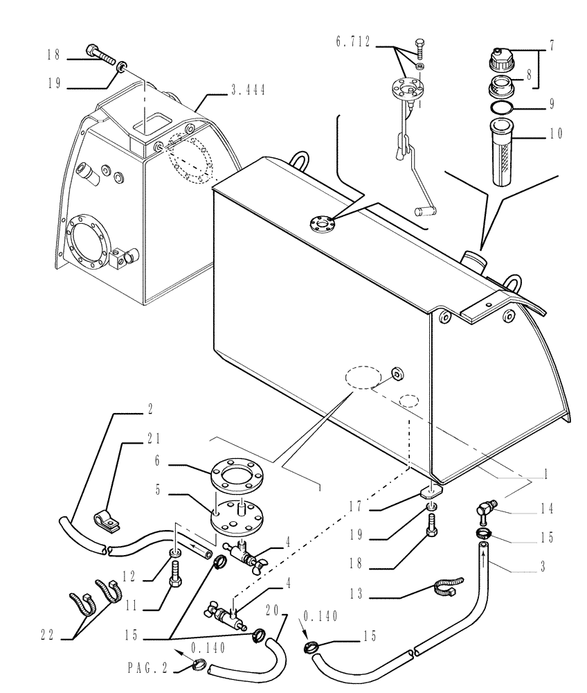 Схема запчастей Case 1850K - (0.510[01]) - FUEL TANK (01) - ENGINE