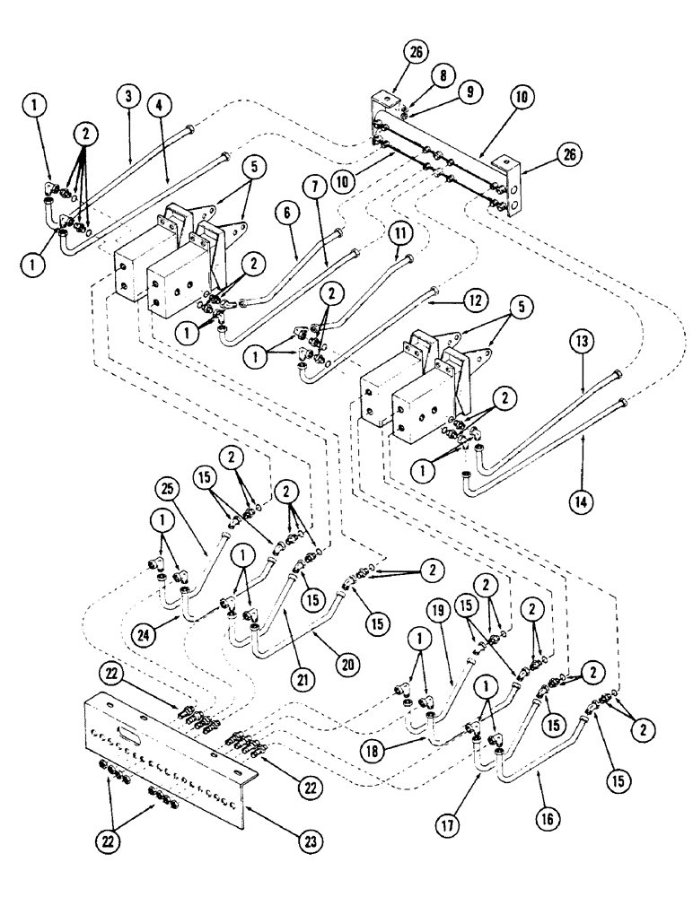 Схема запчастей Case 50 - (138) - PILOT TUBING FROM FOOT MODULATOR CONTROL TO BULKHEAD, (USED ON UNITS W/ SN. 6280345 & AFTER) (35) - HYDRAULIC SYSTEMS