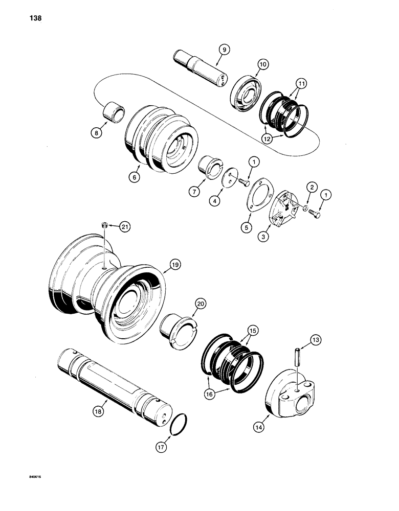 Схема запчастей Case 880C - (138) - TRACK ROLLERS (04) - UNDERCARRIAGE